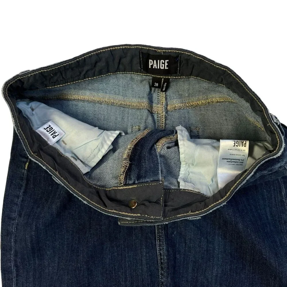 Paige Jean Skirt Women’s Size 28 Blue Front Split Light Distress - Picture 6 of 15